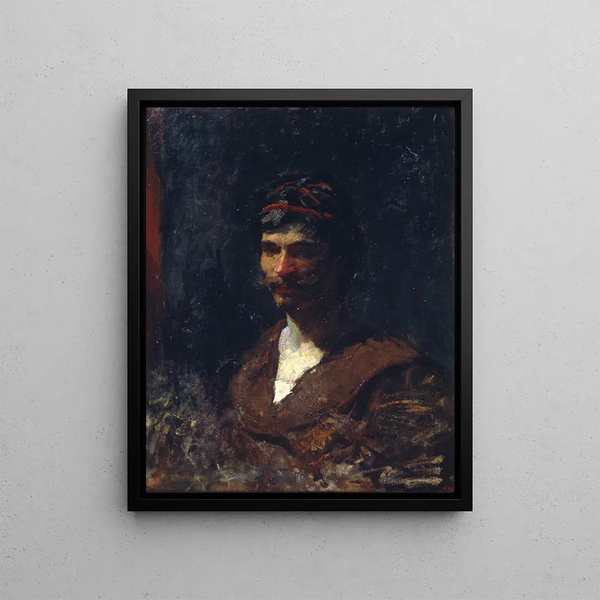 Buste d'homme allégorie de Bacchus - Mariano Fortuny Marsal — framed artwork on a wall