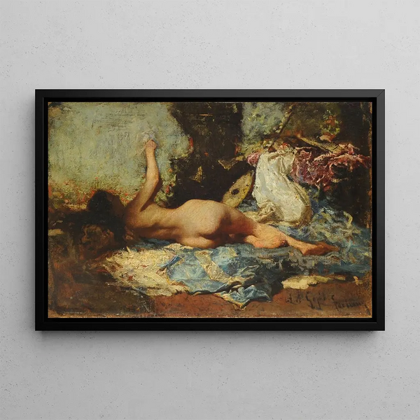 Odalisque - Mariano Fortuny Marsal — framed artwork on a wall