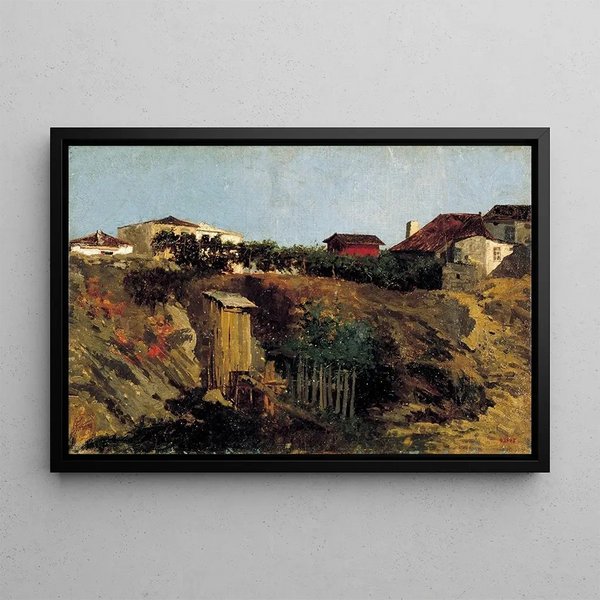 Landscape of Portici - Mariano Fortuny Marsal — framed artwork on a wall