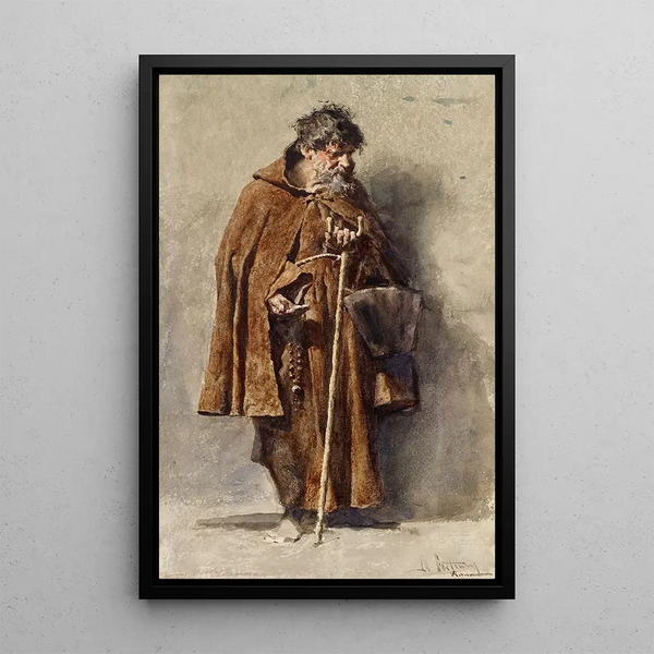 The Beggar - Mariano Fortuny Marsal — framed artwork on a wall