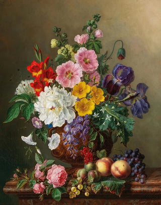 MarieEuphrosine Jacquet - A Large Bouquet of Flowers with Peaches and Grapes.webp