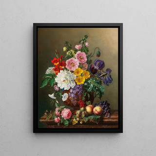 MarieEuphrosine Jacquet - A Large Bouquet of Flowers with Peaches and Grapes.webp