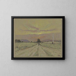 Chemin au soleil couchant - Marie-Joseph Léon Clavel Iwill — framed artwork on a wall