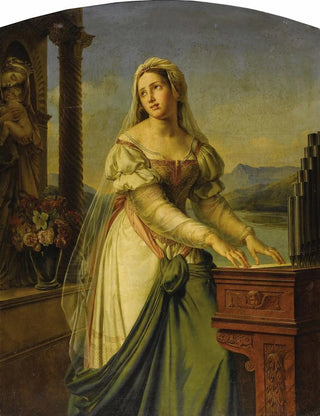 MariePhilippe Coupin De La Couperie - Woman At The organ Before A Statue Of The Virgin And Child.webp