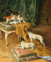 Deux Jack Russell et trois chatons - Marie-Yvonne Laur — artwork view