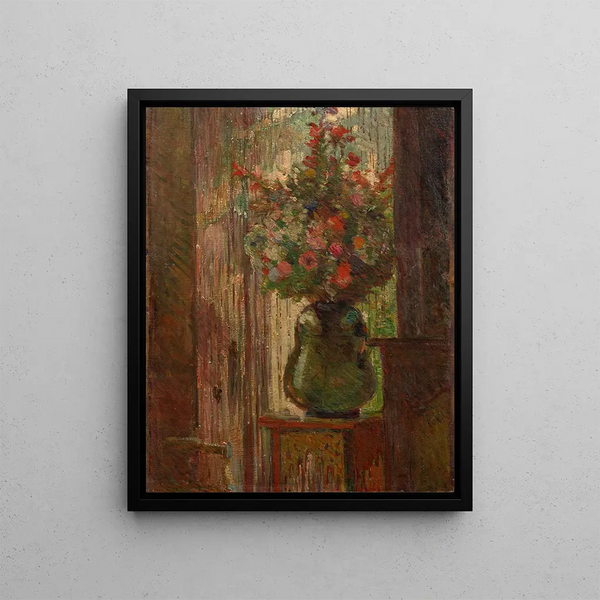 Bouquet of Flowers Near the Window - Marie Bracquemond — framed artwork on a wall