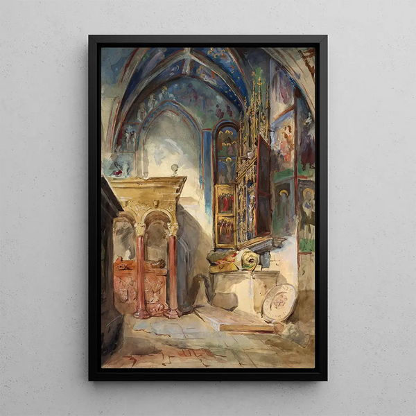 Interior church painting - Marie Bracquemond — framed artwork on a wall