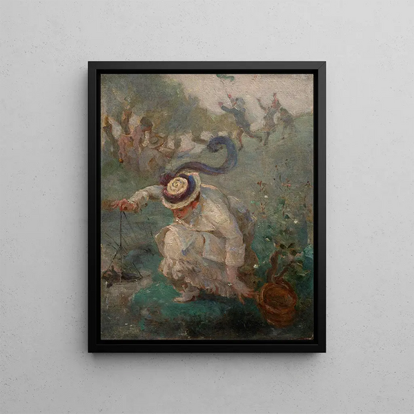 Crayfish Fishing - Marie Bracquemond — framed artwork on a wall