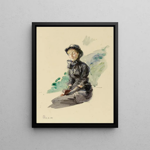 Woman sitting - Marie Bracquemond — framed artwork on a wall