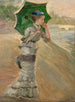 Study of an Elegant Woman with Parasol for En bateau Sisley and his wife - Marie Bracquemond — artwork view