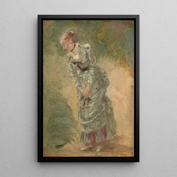 Study of woman and flowers - Marie Bracquemond — framed artwork on a wall
