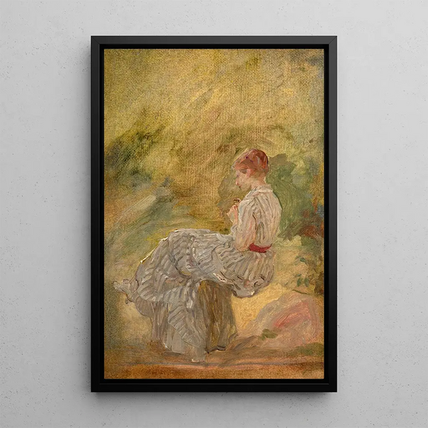 Woman sewing - Marie Bracquemond — framed artwork on a wall