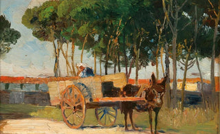 A donkey cart in a southern landscape - Marie Egner — artwork view