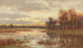 Small landscape painting of moorland at dusk - Marie Egner — artwork view