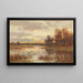 Small landscape painting of moorland at dusk - Marie Egner — framed artwork on a wall