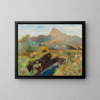 Late Summer on the Bog near Salzburg Mountain - Marie Egner — framed artwork on a wall