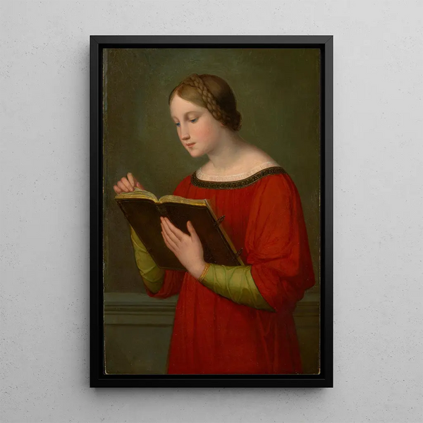 a girl reading the Bible - Marie Ellenrieder — framed artwork on a wall