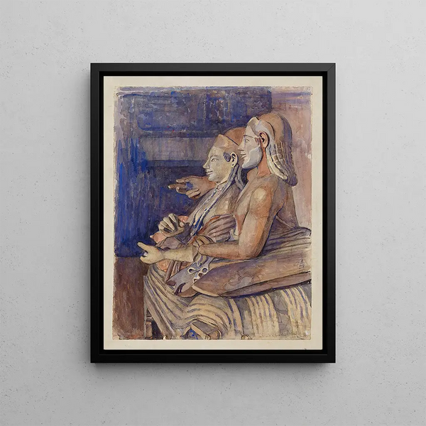 Sarcophage étrusque au Louvre - Marie Henriques — framed artwork on a wall