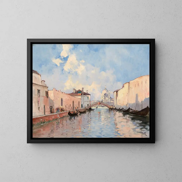 Venetian Canal - Marie Joseph Clavel — framed artwork on a wall