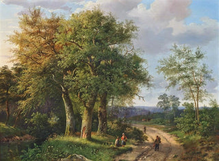 Voyageurs se reposant près d'un chemin forestier - Marinus Adrianus Koekkoek — artwork view