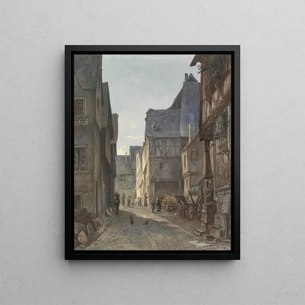 View of Pünderich on the Moselle - Marinus van Reymerswaele — framed artwork on a wall