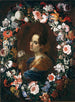 Portrait of a lady surrounded by a flower garland - Mario Nuzzi — artwork view