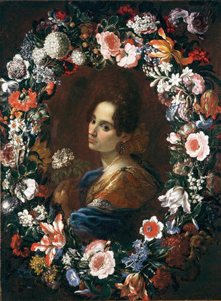 Mario Nuzzi - Portrait of a Lady Surrounded by a Garland of Flowers.webp