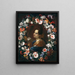 Portrait of a lady surrounded by a flower garland - Mario Nuzzi — framed artwork on a wall