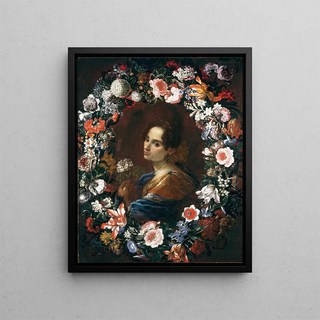 Mario Nuzzi - Portrait of a Lady Surrounded by a Garland of Flowers.webp