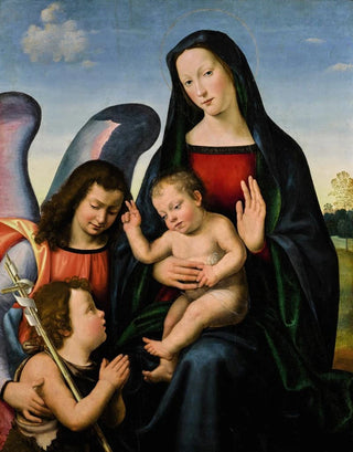 Mariotto Albertinelli - The Virgin and Child with the young Saint John the Baptist and an angel.webp