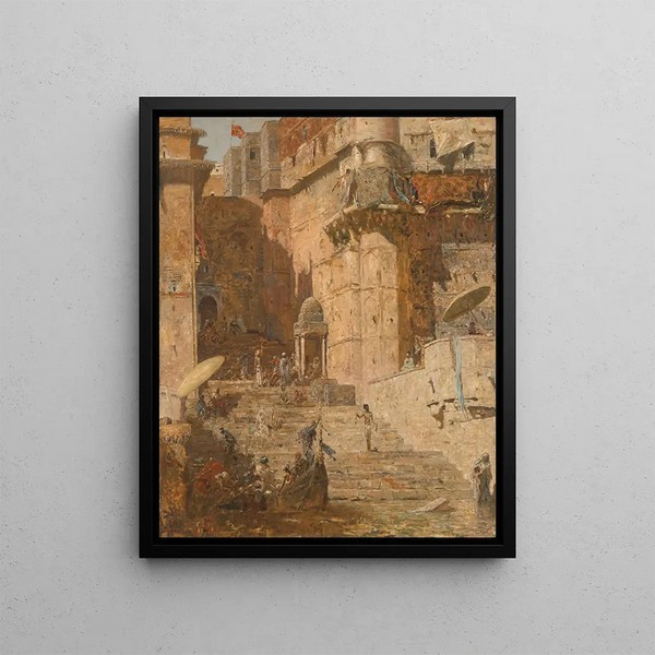 Bénarès Painting 1913 - Marius Bauer — framed artwork on a wall