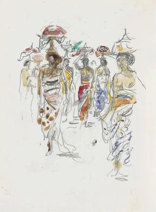 Marius Bauer - Indonesische vrouwen met schalen op het hoofd.webp