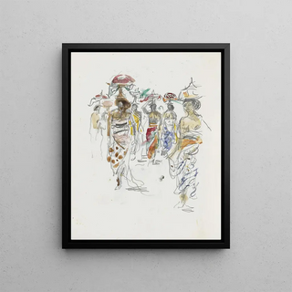 Marius Bauer - Indonesische vrouwen met schalen op het hoofd.webp