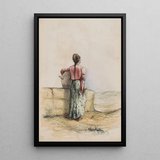 Marius Bauer - Jonge vrouw met een kruik bij een muur.webp