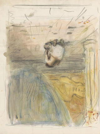Marius Bauer - Knielende figuur bij een beeld van een slapende Boeddha.webp