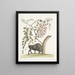 Bison of America Pseudo Acacia hispida with pink flowers - Mark Catesby — framed artwork on a wall