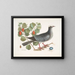 Crowned White Pigeon Plumier with Plum Leaf - Mark Catesby — framed artwork on a wall