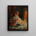Children warmed by the fire - Mark Fisher — framed artwork on a wall