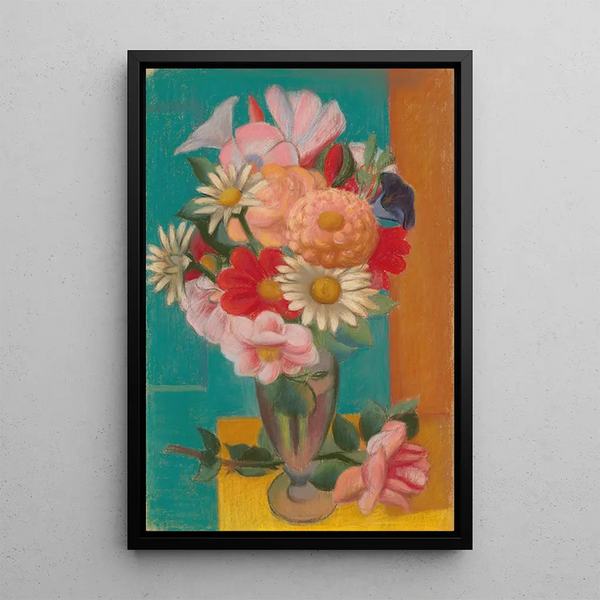 Flowers in a Vase - Mark Gertler — framed artwork on a wall