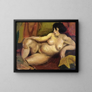 Nude reclining painting - Mark Gertler — framed artwork on a wall
