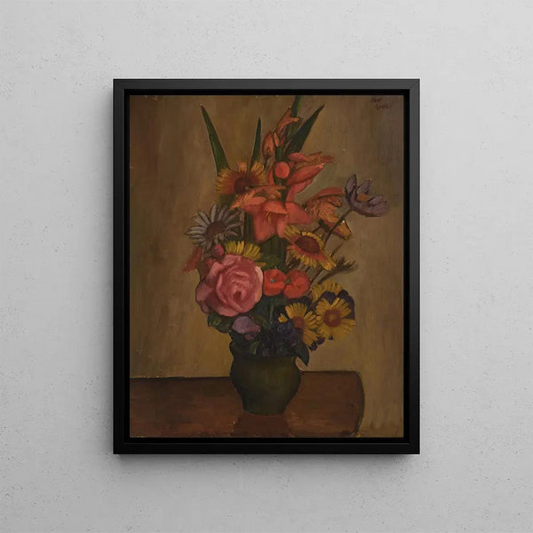 Nature morte avec vase et fleurs - Mark Gertler — framed artwork on a wall