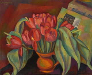 Red Tulip Still Life - Mark Gertler — artwork view