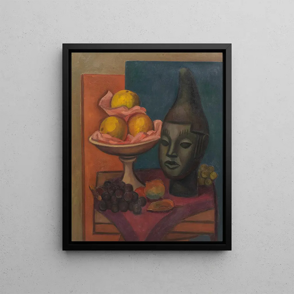 Still life with the head of Benin - Mark Gertler — framed artwork on a wall