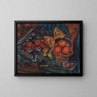 Still life with pomegranates and fruits - Mark Gertler — framed artwork on a wall