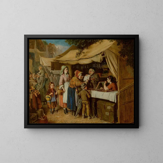 The Glasses Seller - Mark William Langlois — framed artwork on a wall