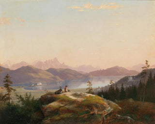 View of Lake Wörthersee with Maria Loretto and Freyenthurn Castle - Marko Pernhart — artwork view