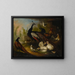 a gathering of birds in a park including chickens, peacocks, and a duck - Marmaduke Cradock — framed artwork on a wall