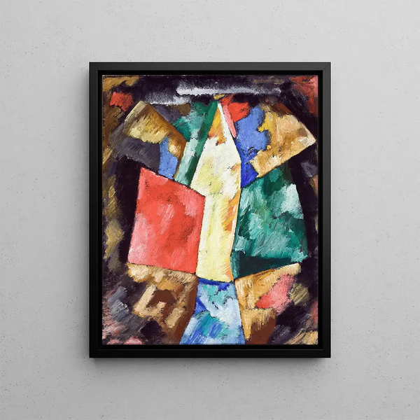 Abstraction Blue Yellow and Green - Marsden Hartley — framed artwork on a wall