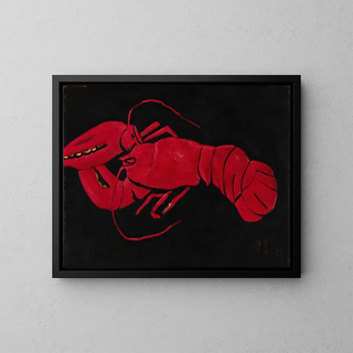 Lobster on black background - Marsden Hartley — framed artwork on a wall