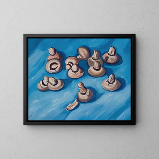 Mushrooms on a Blue Background - Marsden Hartley — framed artwork on a wall